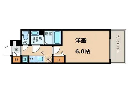 ファステート大阪上本町ソーレ(1K/6階)の間取り写真