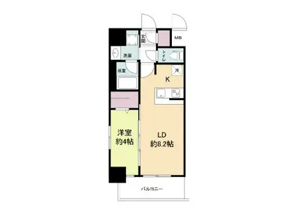 METROSA京町堀(1LDK/4階)の間取り写真