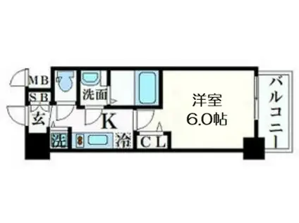プレサンス心斎橋ブライト(1K/14階)の間取り写真