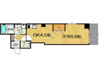 アパートメント玉川(1DK/4階)の間取り写真
