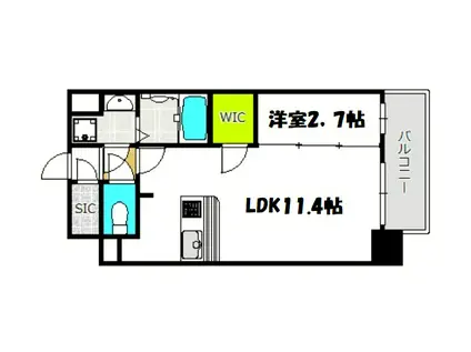 アプリーレ中之島(1LDK/13階)の間取り写真