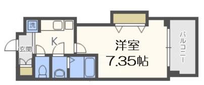 LUXE天神橋(1K/5階)の間取り写真