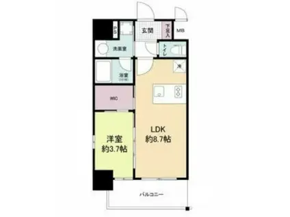 リヴェント福島(1LDK/12階)の間取り写真