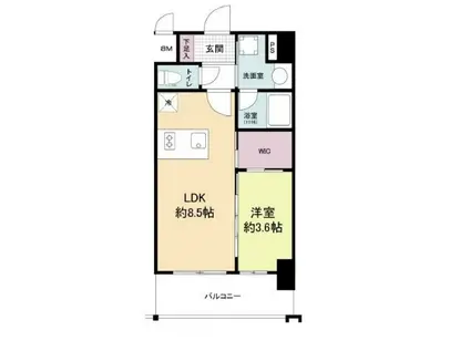 リヴェント福島(1LDK/4階)の間取り写真