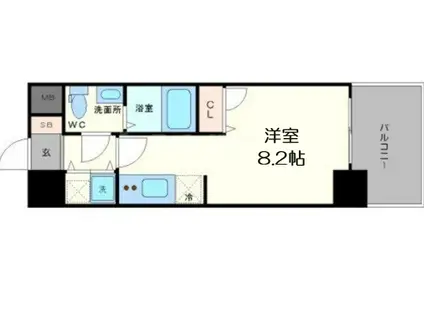 ベルエ難波西(ワンルーム/3階)の間取り写真