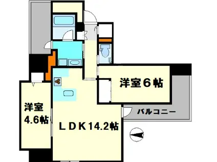 JASPER御堂筋本町(2LDK/15階)の間取り写真