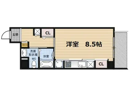 シティサイドステージ福島(ワンルーム/8階)の間取り写真