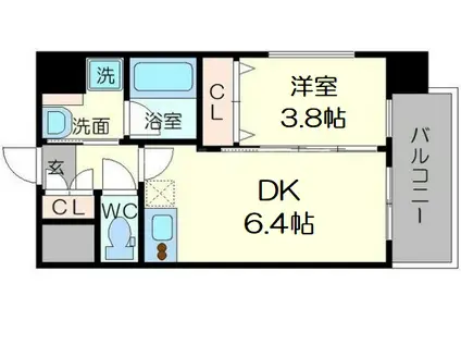エスタート御幣島(1DK/6階)の間取り写真