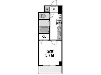 プレミアム本町(1K/3階)の間取り写真