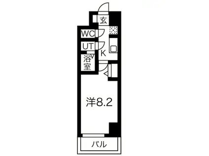 スプランディッド難波ウエスト(1K/7階)の間取り写真