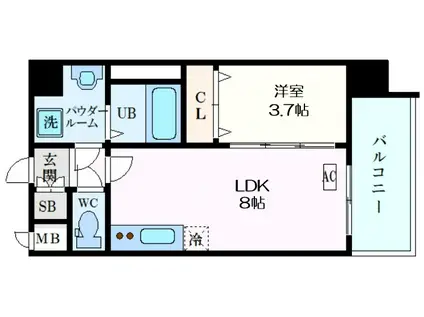 アプリーレ阿波座南(1LDK/3階)の間取り写真