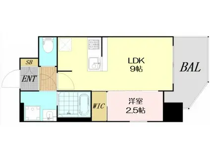 アドバンス難波ラシュレ(1LDK/7階)の間取り写真