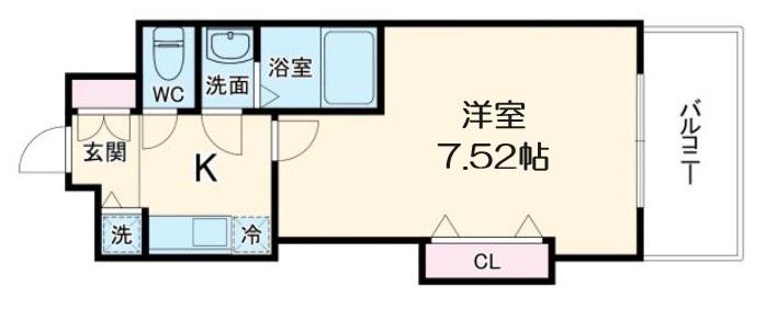LUXE天神橋(1K/13階)の間取り写真