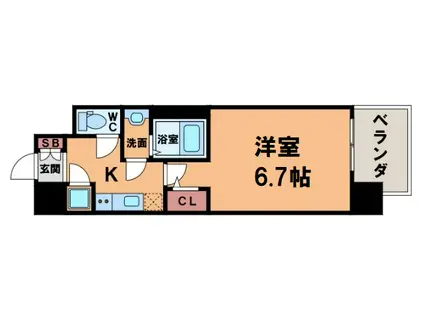 レージュルアッシュ天王寺パークサイド(1K/6階)の間取り写真