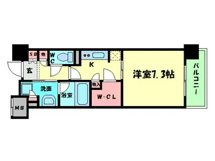 パークアクシス うつぼ公園(1K/15階)の間取り写真