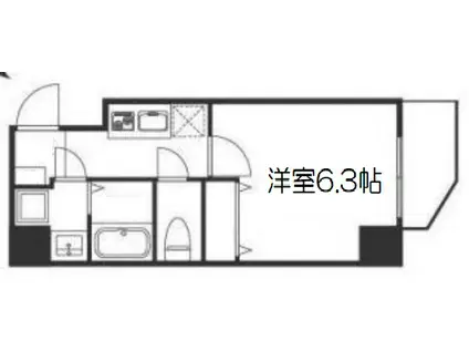ウインズコート新大阪2(1K/6階)の間取り写真