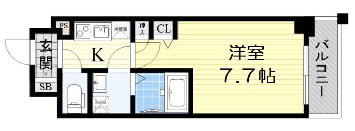 エスリード難波ウエスト(1K/6階)の間取り写真