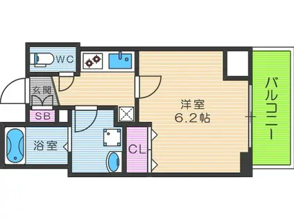 エグゼ天王寺Ⅱ(1K/5階)の間取り写真