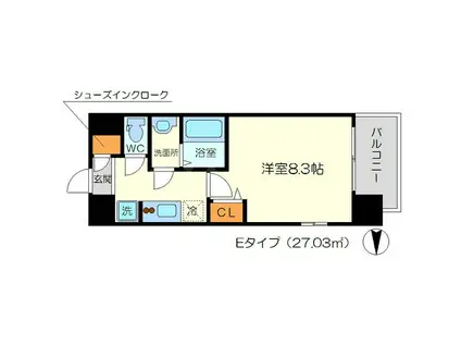 リッツ新大阪(1K/11階)の間取り写真