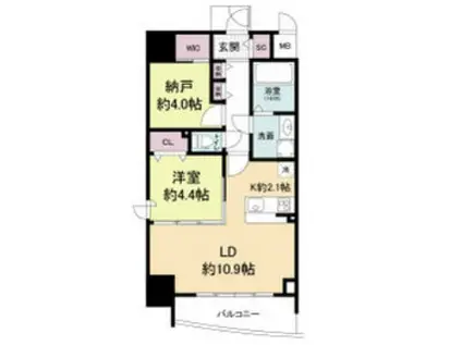 セレニテフラン難波(2LDK/6階)の間取り写真