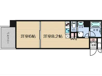 リーガル北堀江(1DK/6階)の間取り写真