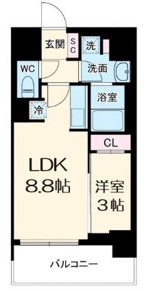 アーバネックス新町II(1LDK/4階)の間取り写真
