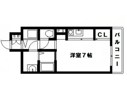 ジュネーゼグラン上本町(ワンルーム/6階)の間取り写真