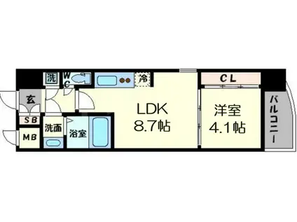 SERENITE本町エコート(1LDK/6階)の間取り写真