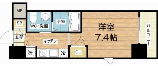 TLRレジデンス本町ウエスト(1K/12階)の間取り写真