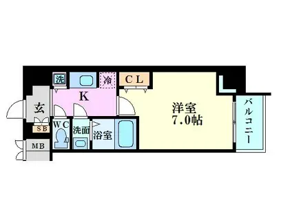 サムティ福島PORTA(1K/4階)の間取り写真