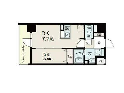大阪難波NOAH(1DK/10階)の間取り写真