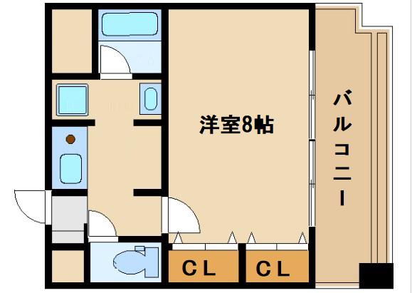 コスモリード谷町六丁目(1K/9階)の間取り写真