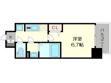プレサンスOSAKA DOMECITYビーツ(1K/5階)の間取り写真
