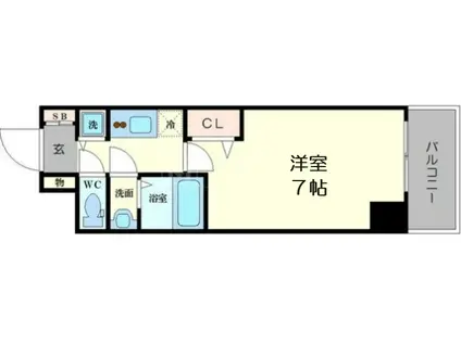 プレサンス堺筋本町駅前シェル(1K/11階)の間取り写真