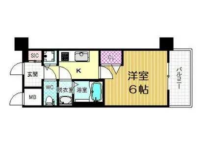 プレサンス大阪ゲートシティ(1K/12階)の間取り写真