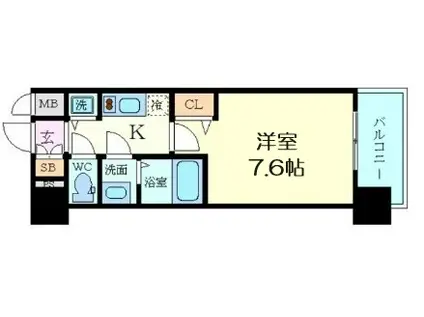 プレサンス松屋町駅前デュオ(1K/8階)の間取り写真