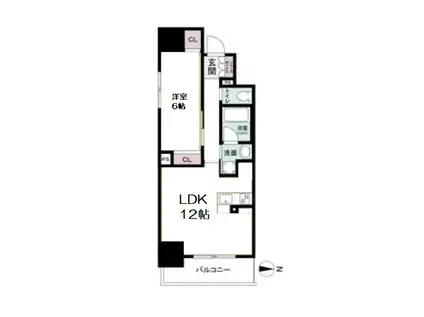 レジュールアッシュ谷町四丁目グランクラス(1LDK/10階)の間取り写真