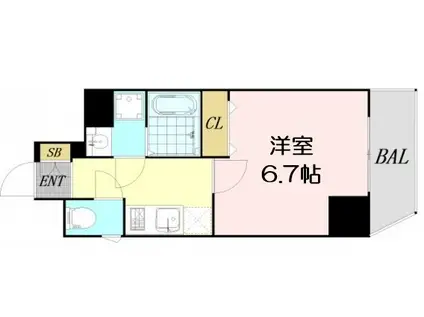 アクアプレイス江戸堀(1K/4階)の間取り写真