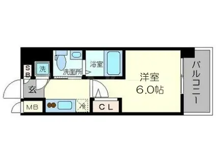 エスリード新北野(1K/4階)の間取り写真