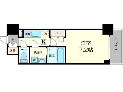 エスリード本町レジデンス(1K/7階)の間取り写真