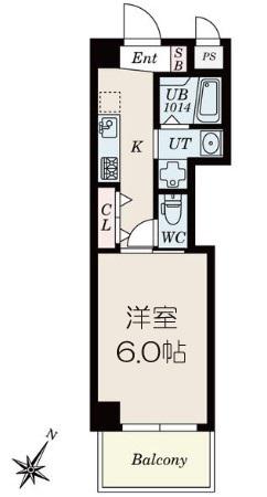B・SHADE(1K/2階)の間取り写真