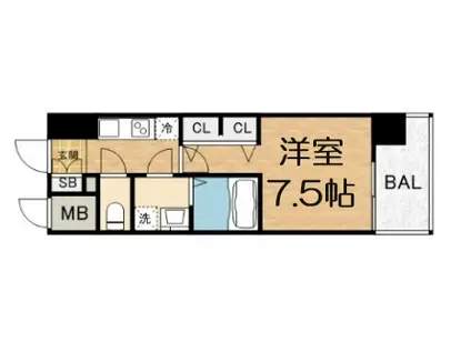 エスプレイス難波サウスゲート(1K/12階)の間取り写真