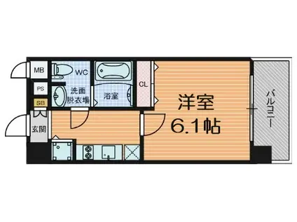 クリスタルグランツ東天満(1K/5階)の間取り写真