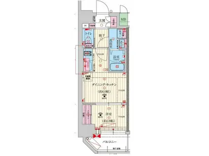 ファーストフィオーレ天王寺(1DK/8階)の間取り写真