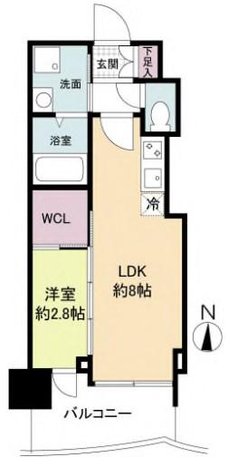 セレニテ日本橋プリエ(1LDK/8階)の間取り写真
