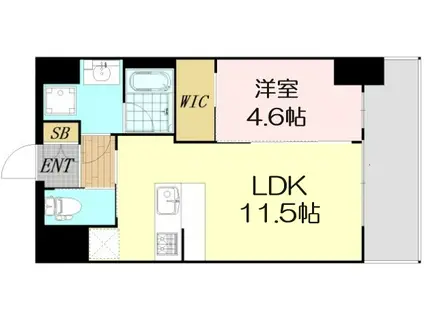 プレジオ恵美須(1LDK/12階)の間取り写真