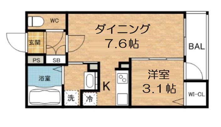 ファーストフィオーレ心斎橋イースト(1DK/6階)の間取り写真