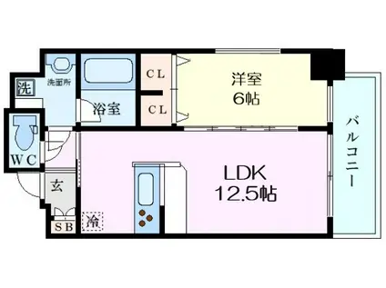 ラクラス本町東(1LDK/13階)の間取り写真