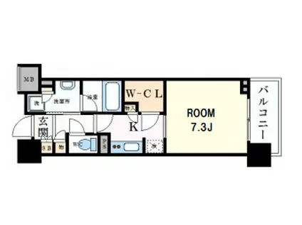 パークアクシス うつぼ公園(1K/12階)の間取り写真