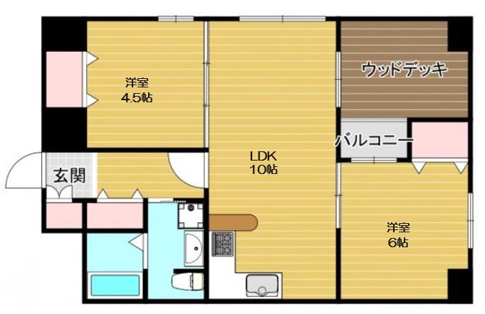 ワイズコート難波イースト(2DK/8階)の間取り写真